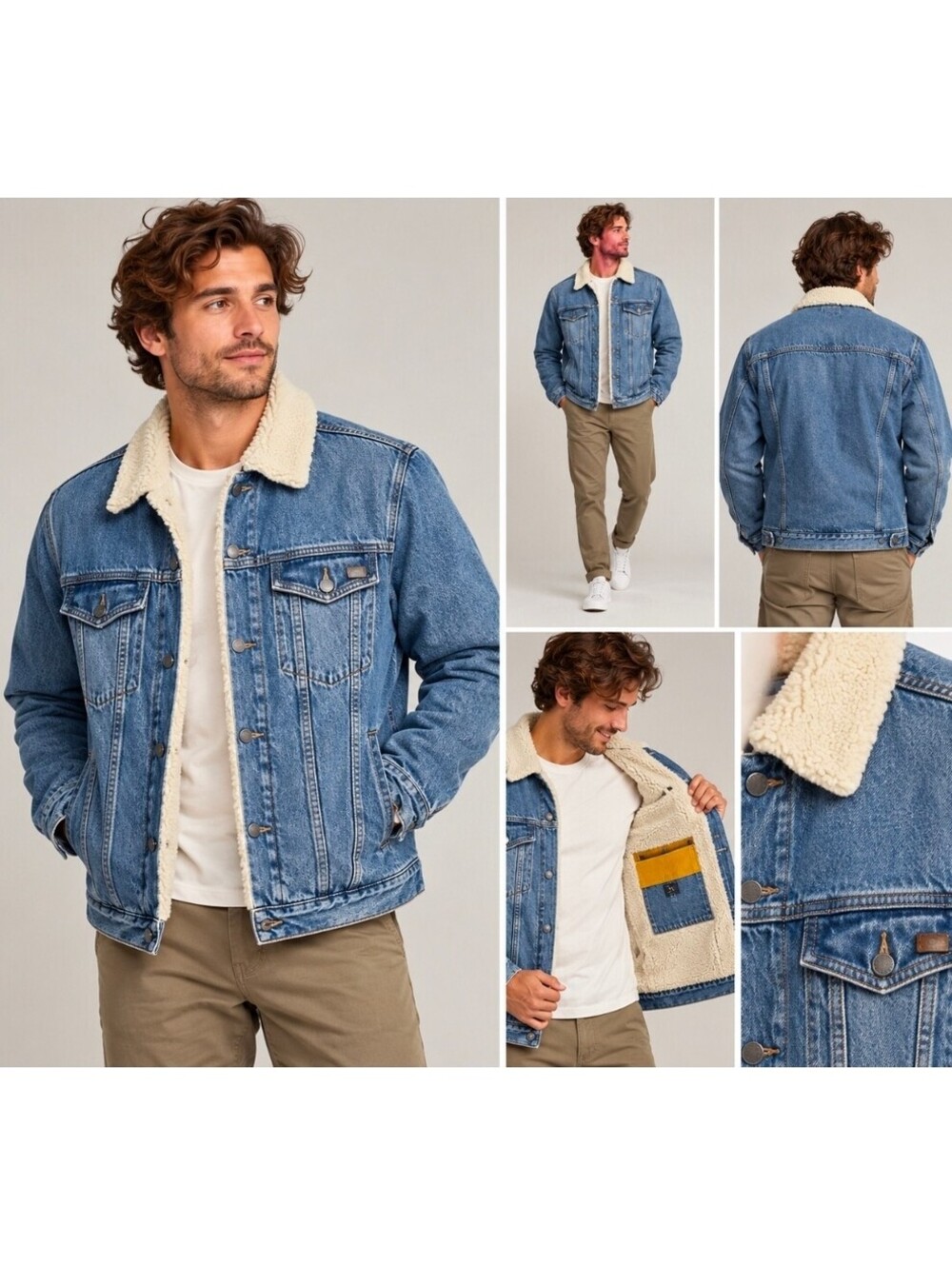 Billabong Surfplus Barlow Sherpa Lined Denim Trucker Jacket Men’s Medium Blue